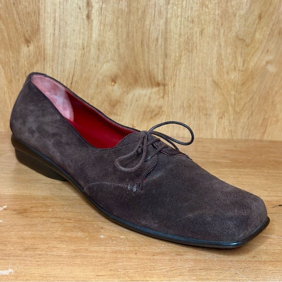 Salvatore Ferragamo Sport Women’s 8.5 Brown Suede Tied Square Toe Loafers Flats - Picture 1 of 9